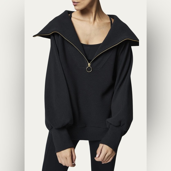Varley Tops - Varley Vine Ottoman Half Zip Pullover Black Size Medium Oversized